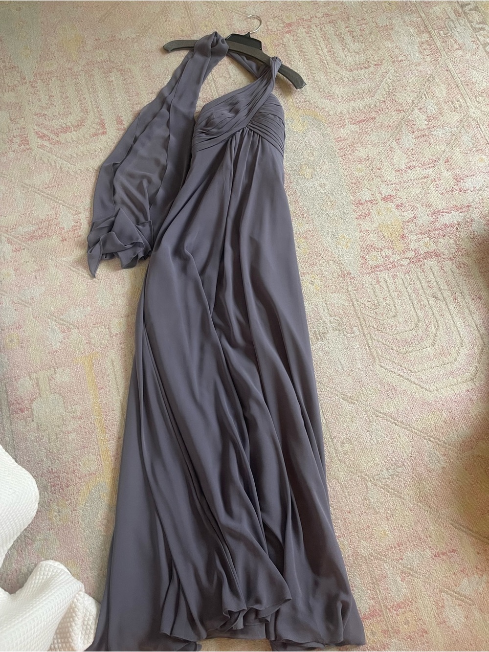 Bill Levkoff Slate Gray Halter Maxi Dress